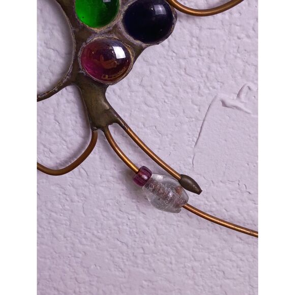 Caruso & Foschi Designs Signed Stained Glass, Natural Stone, Copper Suncatcher - Picture 15 of 16